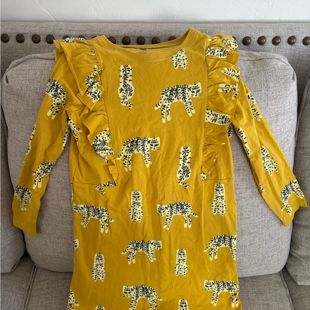 Tea Collection Mustard Leopard Print Dress